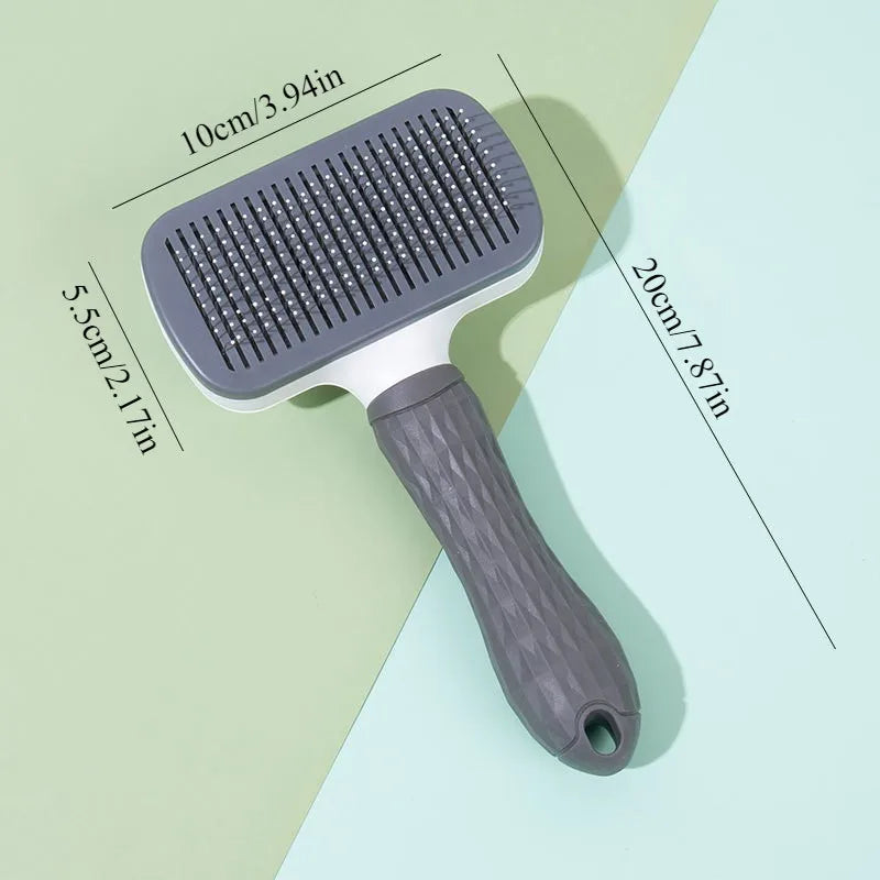 Self-Cleaning Dog Grooming Slicker Brush | Ergonomic Round-Tip Needle Comb
