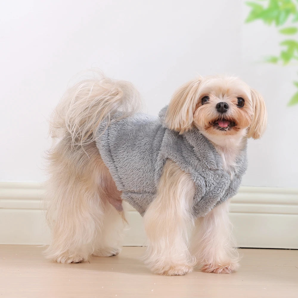 Soft Fleece Dog Hoodie Jacket | Warm Autumn Winter Coat for Small & Medium Dogs