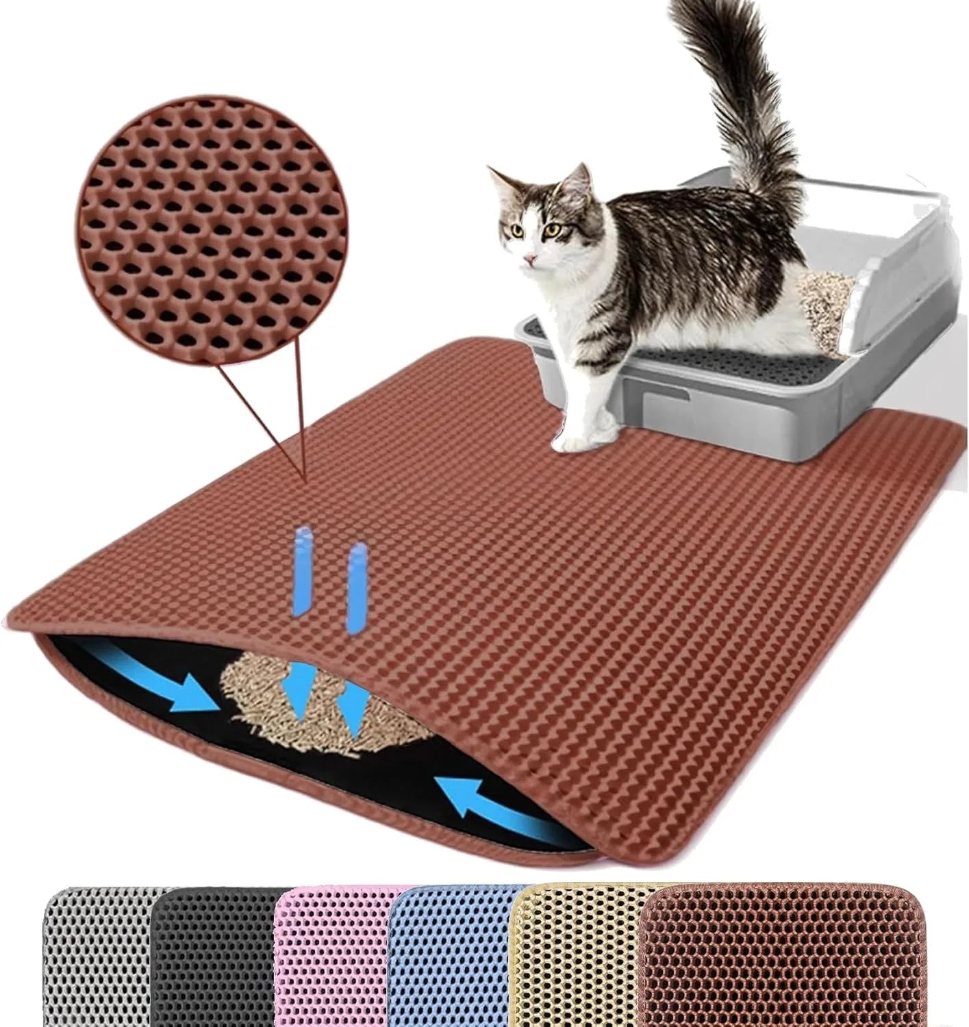 Double Layer Cat Litter Mat | Waterproof Anti-Slip Litter Box Filter Mat