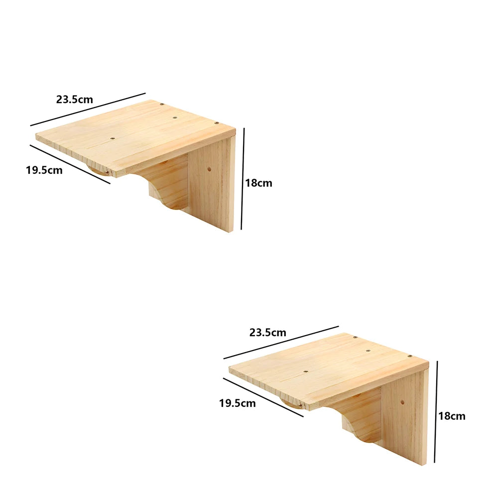 Wall Mounted Wooden Cat Climbing Shelf & Bridge | Safety Net Steps for Cats & Kittens