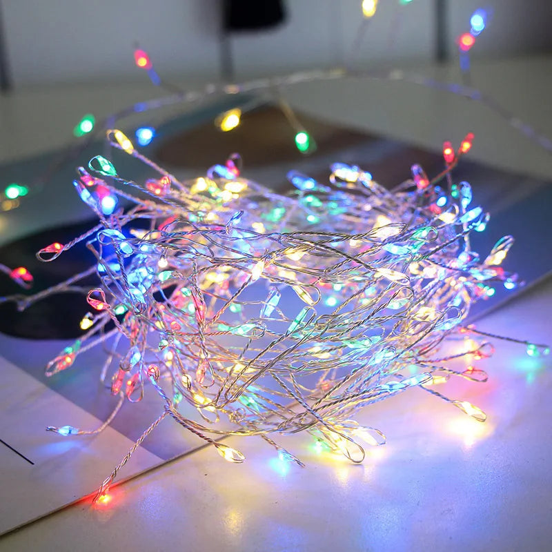 USB LED Firecracker String Fairy Lights | Remote Control Garland for Party & Garden