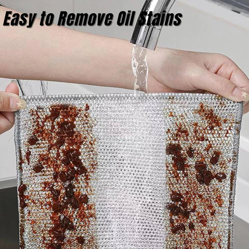 Magic Double-Sided Steel Wire Cleaning Cloth | Thickened Kitchen Dish & Pot Washing Rag