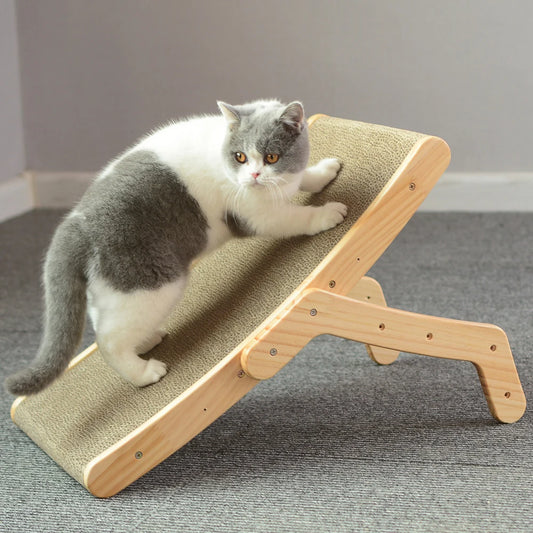 3-in-1 Wood Cat Scratch Board Bed | Vertical Nail Grinding Scraper Mat