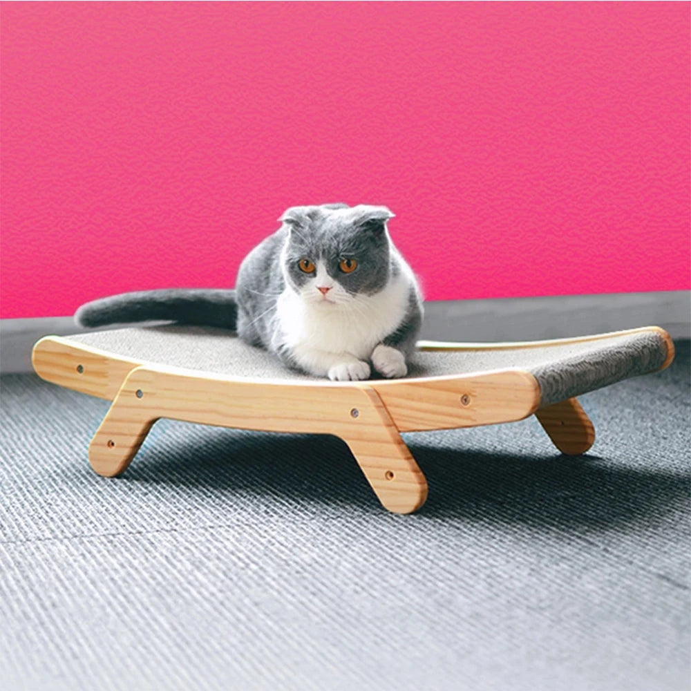 3-in-1 Wood Cat Scratch Board Bed | Vertical Nail Grinding Scraper Mat