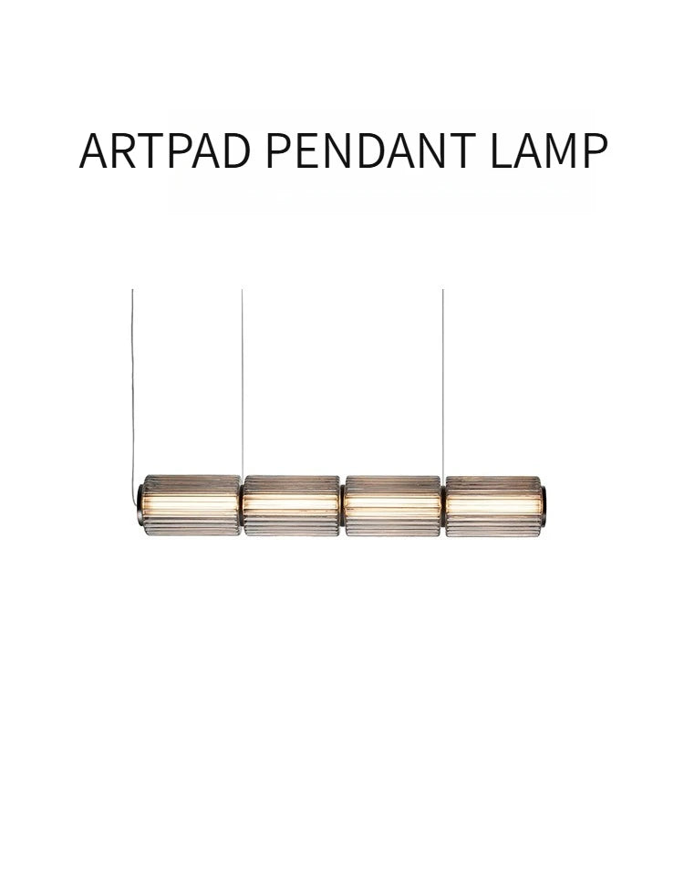 Nordic LED Pendant Light Smoke Gray Glass | Long Stripe Hanging Lamp for Dining Room