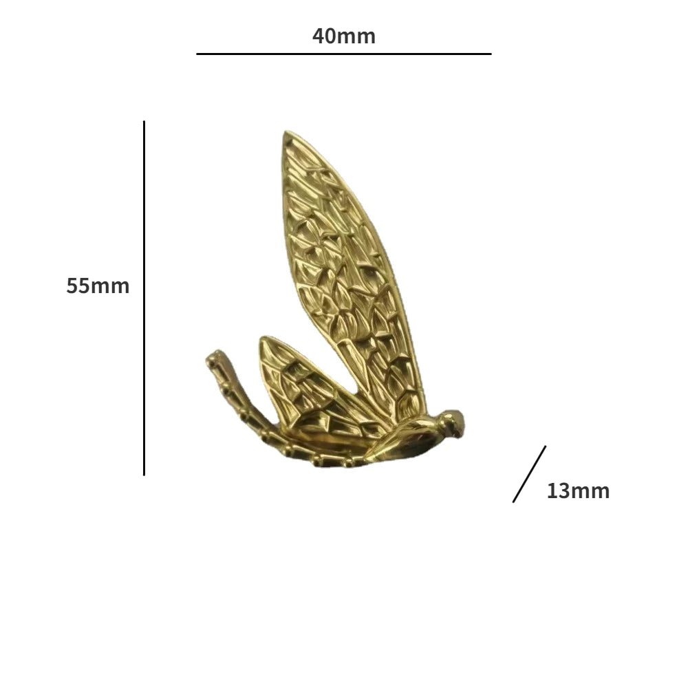 Nordic Gold Dragonfly Brass Cabinet Pull | Luxury Single Hole Kitchen Drawer Handle