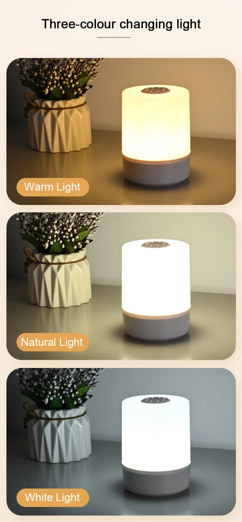 Dimmable Touch LED Bedside Table Lamp | Rechargeable Reading Night Light