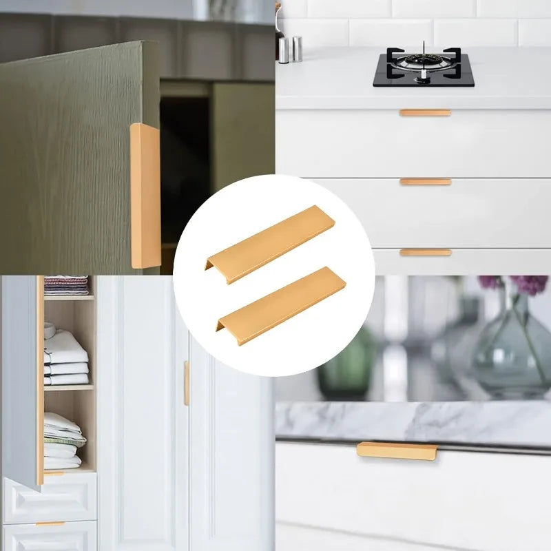 Aluminum Alloy Hidden Cabinet Pulls & Drawer Knobs | Kitchen Cupboard Door Handles