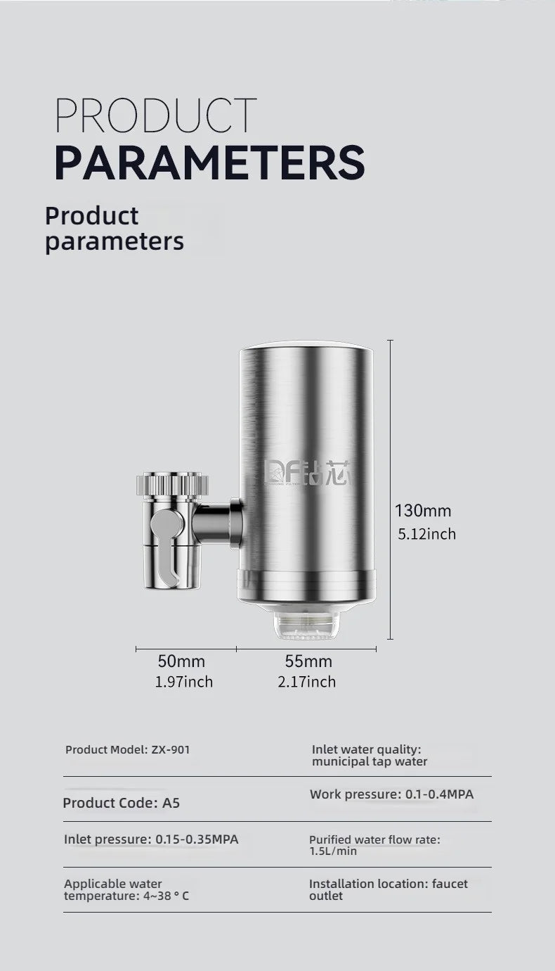 Stainless Steel Kitchen Faucet Water Purifier | Tap Filter for Household Drinking