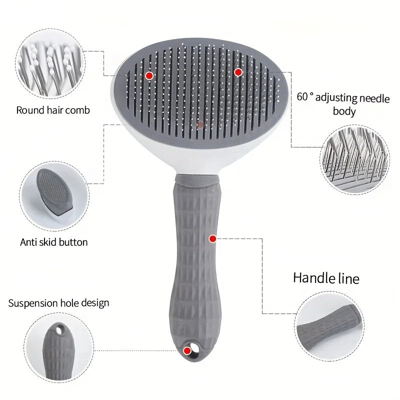 One-Click Pet Hair Removal Slicker Brush | Auto Self-Cleaning Grooming Comb
