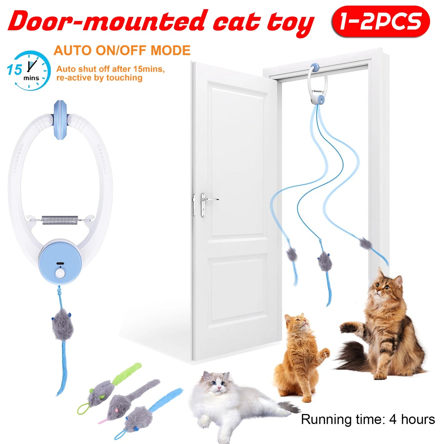 Automatic Retractable Door Hanging Cat Toy | Self-Play Exercise Toy for Kittens