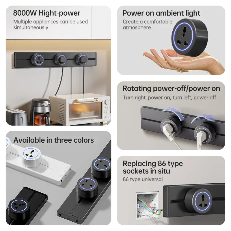 Universal Wall Power Track Socket | Removable USB Adapter Plug US EU UK FR