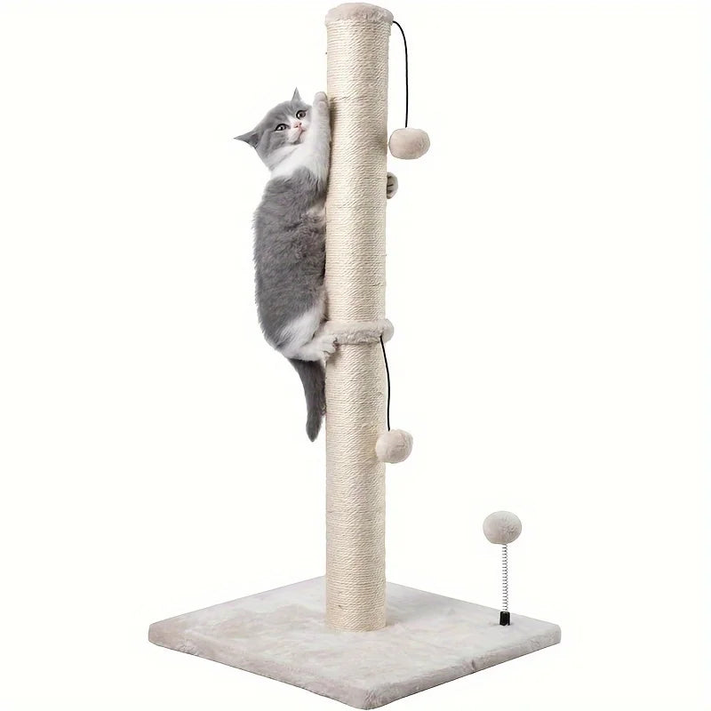 34-Inch Sisal Cat Scratching Post | Indoor Tree with Hanging Ball for Adult Cats