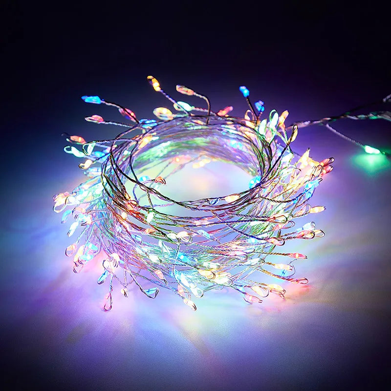 USB LED Firecracker String Fairy Lights | Remote Control Garland for Party & Garden