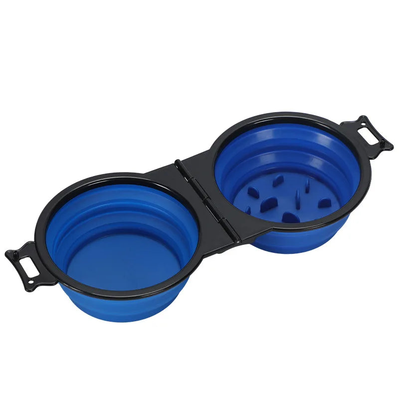 Foldable 2-in-1 Dog Dual Bowl | Portable Outdoor Travel Food & Water Feeder