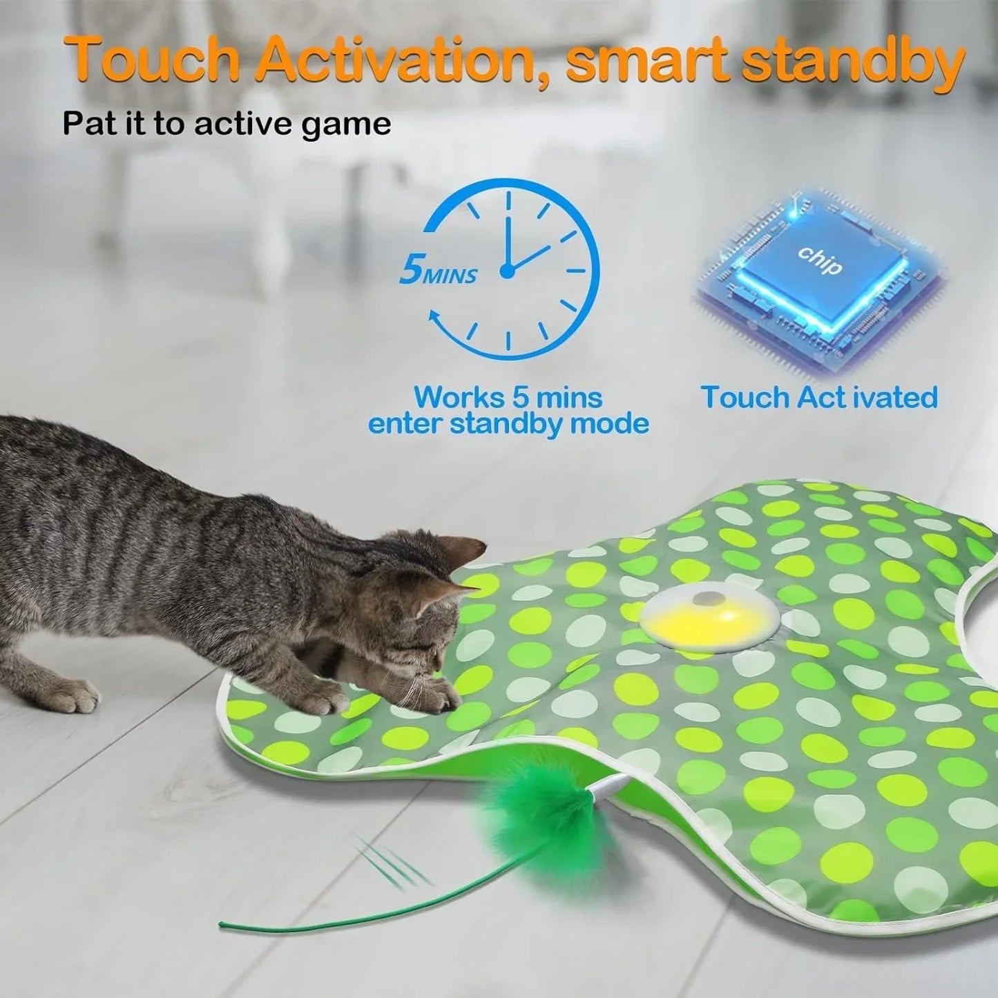 Smart Hide & Seek Cat Toy | Motion Activated Mouse & Feather Kitten Teaser