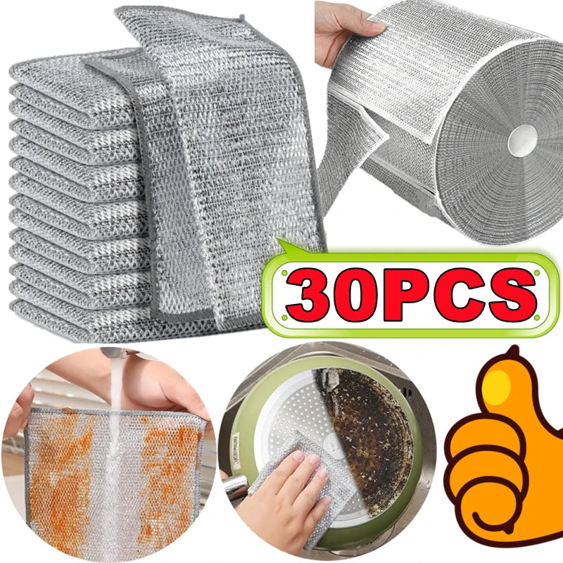 Magic Double-Sided Steel Wire Cleaning Cloth | Thickened Kitchen Dish & Pot Washing Rag