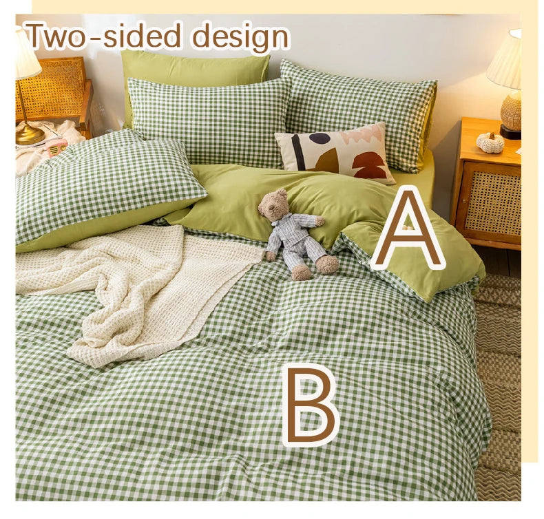 Kawaii Bear Floral Bedding Set | Duvet Cover, Pillowcase & Sheet Full Queen King