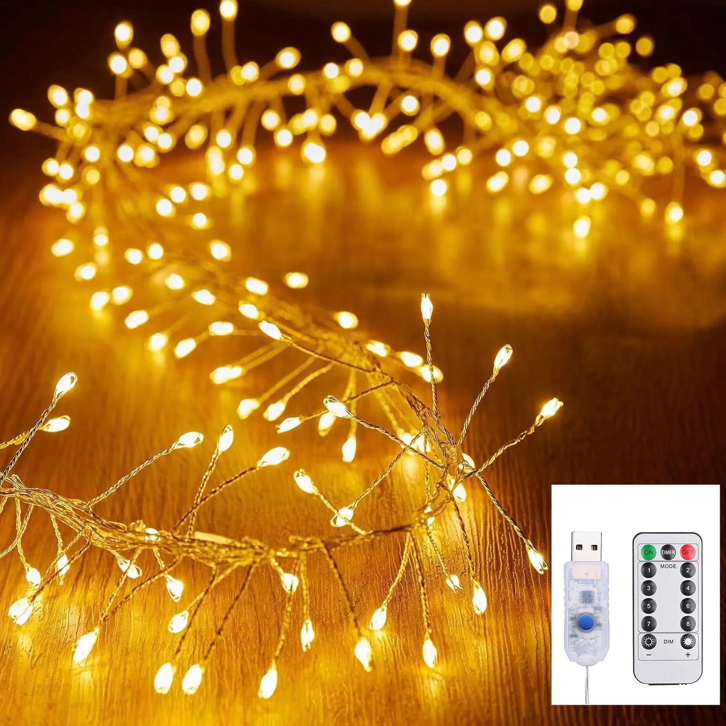 USB LED Firecracker String Fairy Lights | Remote Control Garland for Party & Garden