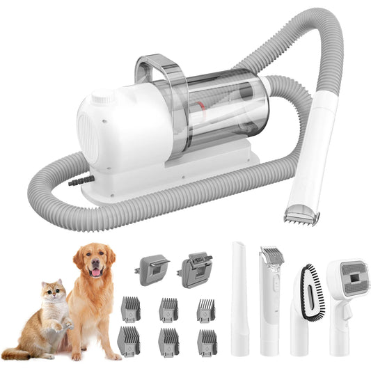 Pet Grooming Kit & Vacuum Clipper | 6-Size Guide Combs for Cats