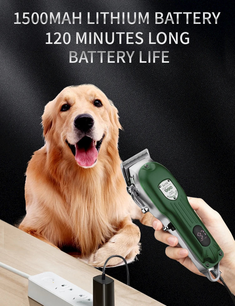 Professional Rechargeable Dog Hair Clipper | Low Noise Pet Trimmer & Shaver