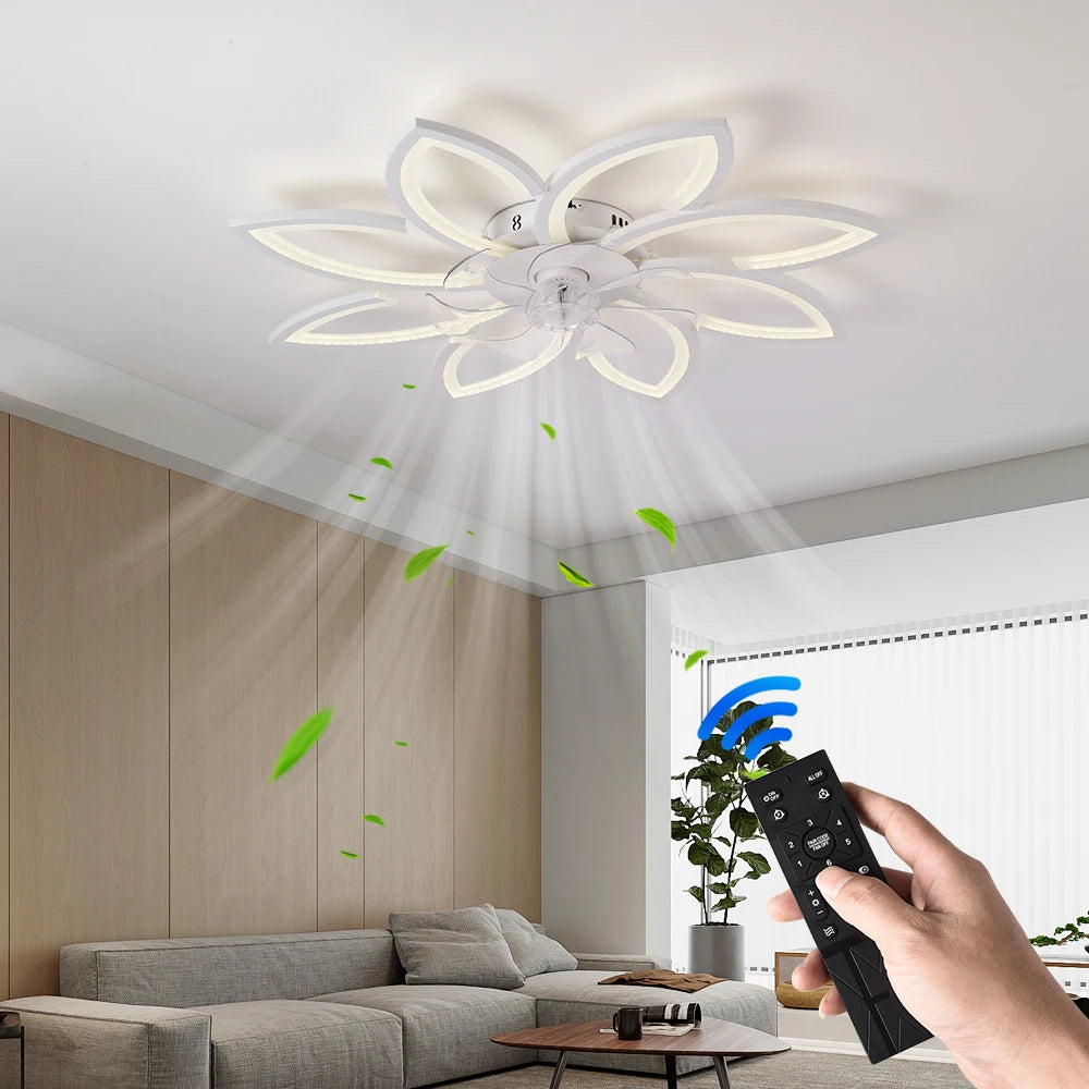 Petal LED Ceiling Fan with Light | Remote Control Bedroom & Dining Room Lamp