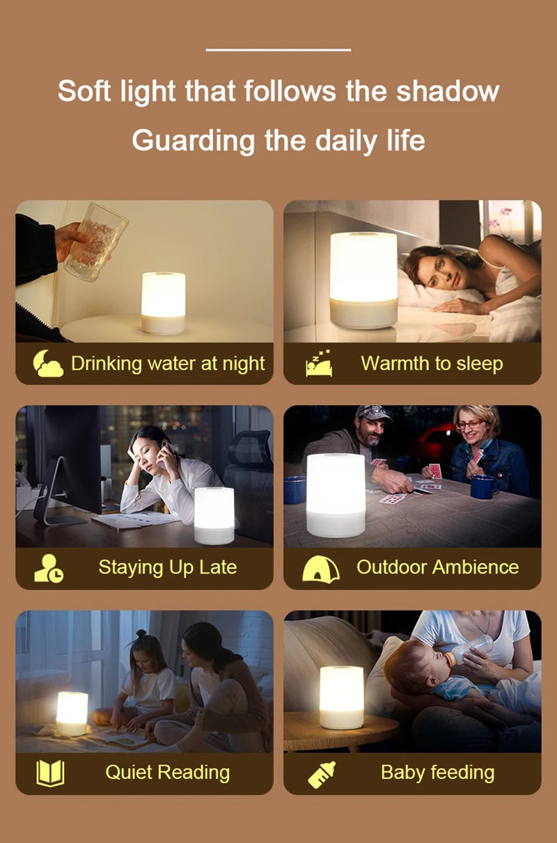 Dimmable Touch LED Bedside Table Lamp | Rechargeable Reading Night Light