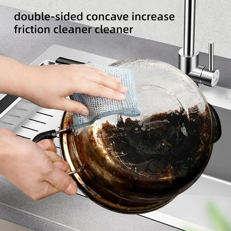 Magic Double-Sided Steel Wire Cleaning Cloth | Thickened Kitchen Dish & Pot Washing Rag