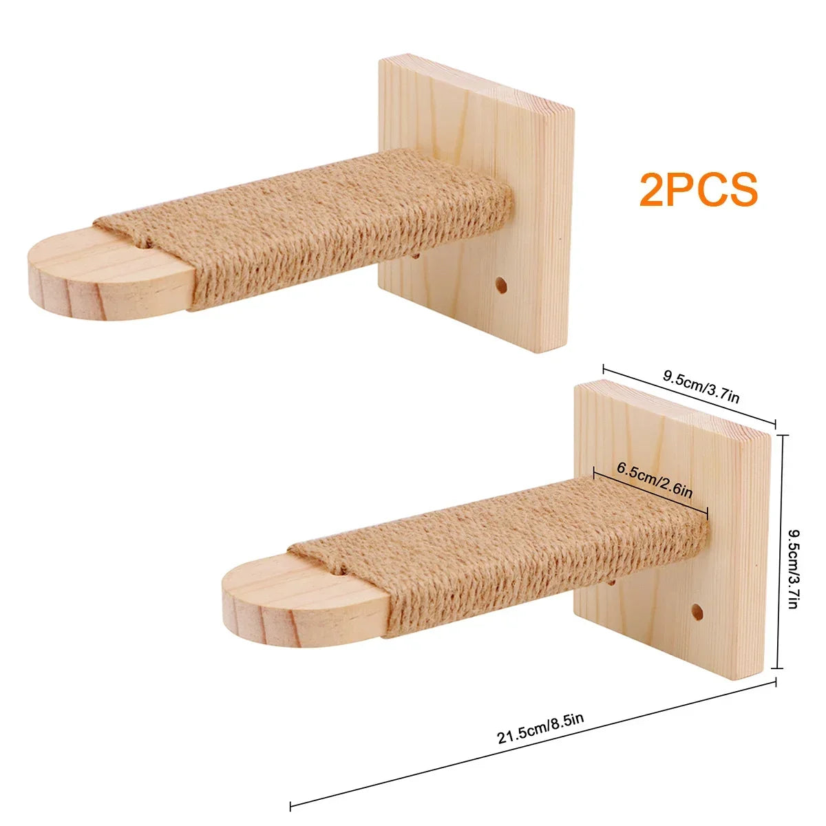 Wall Mounted Wooden Cat Tree Climbing Shelf | Sisal Rope Claw Grinding Indoor Furniture