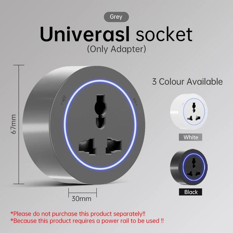 Universal Wall Power Track Socket | Removable USB Adapter Plug US EU UK FR
