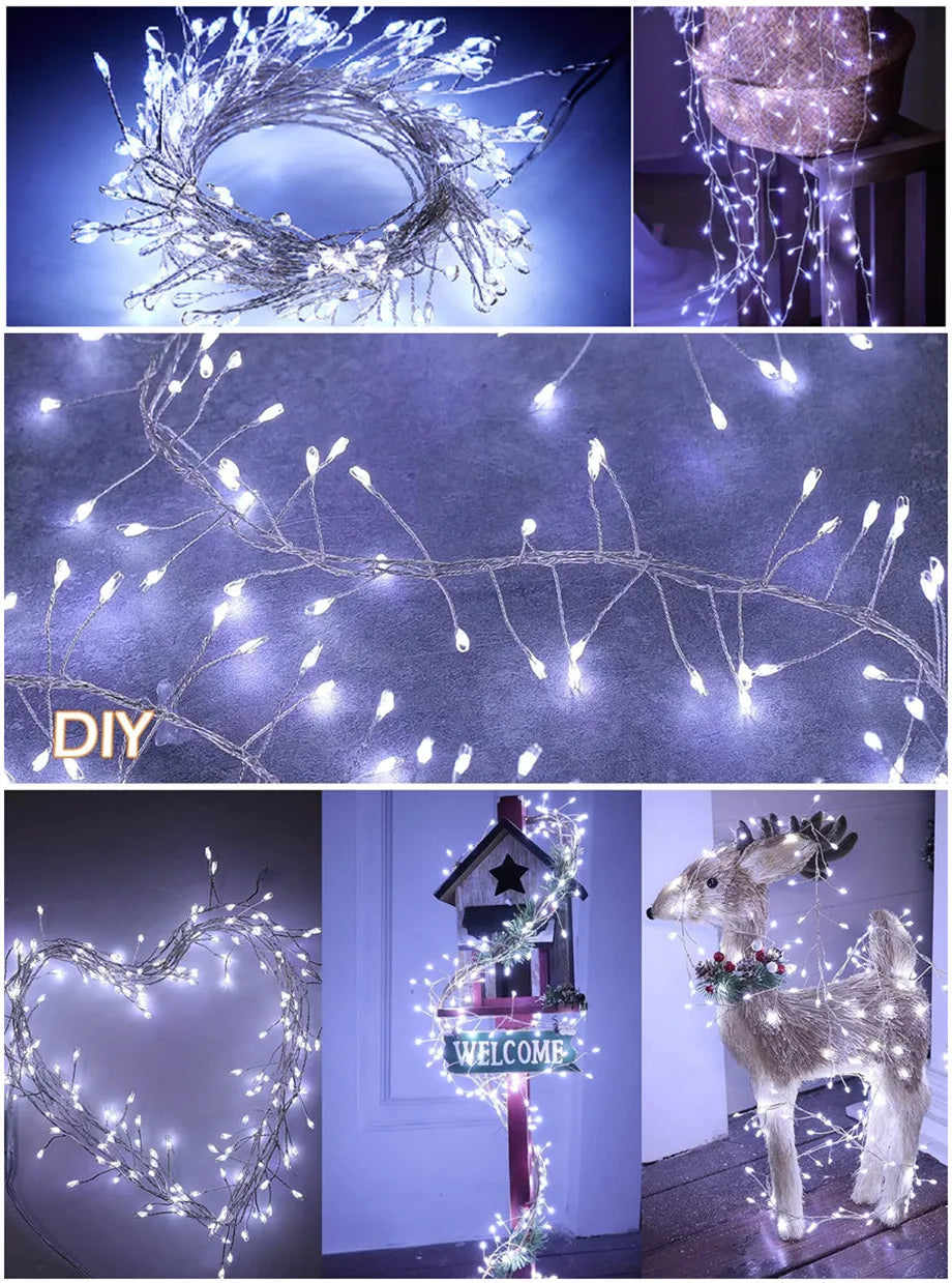 USB LED Firecracker String Fairy Lights | Remote Control Garland for Party & Garden