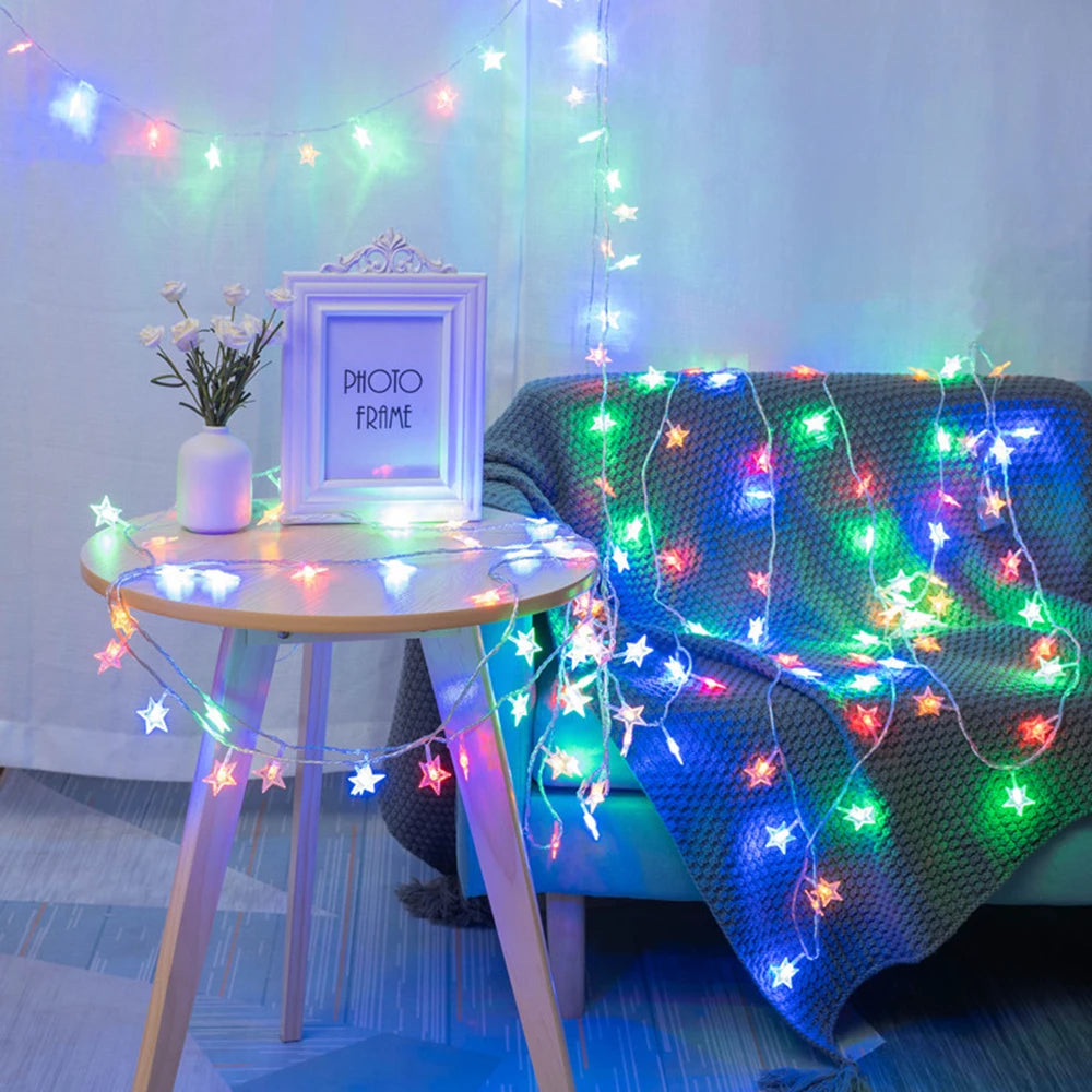 LED Star Fairy String Lights | Outdoor Garland Bulb for Party, Garden & Christmas