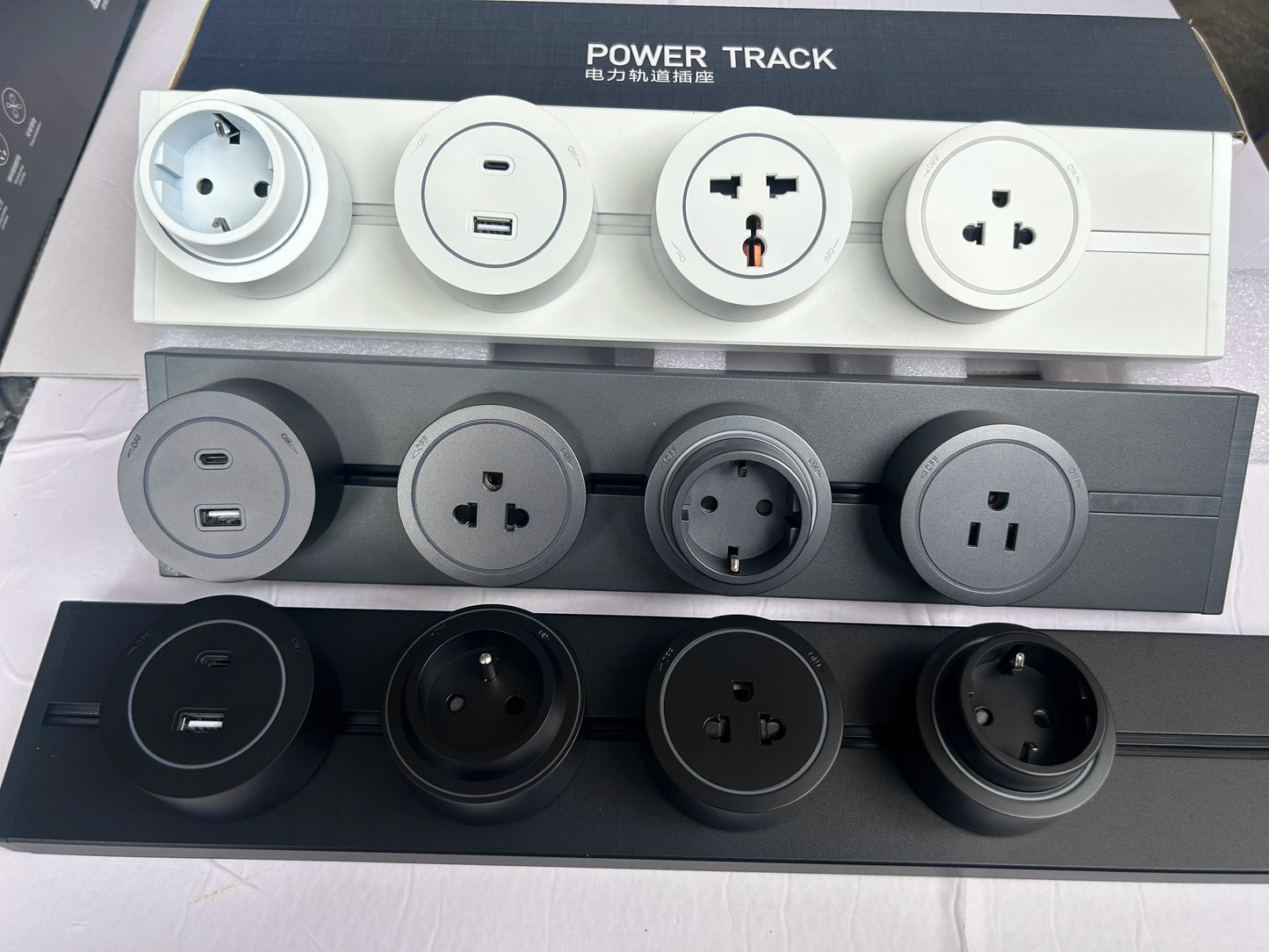 Universal Wall Power Track Socket | Removable USB Adapter Plug US EU UK FR