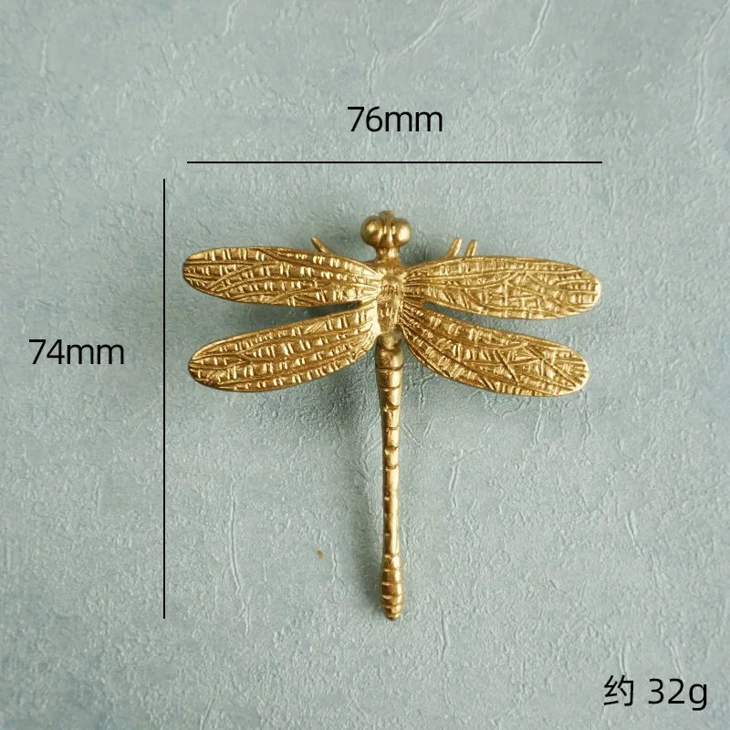 Nordic Gold Dragonfly Brass Cabinet Pull | Luxury Single Hole Kitchen Drawer Handle
