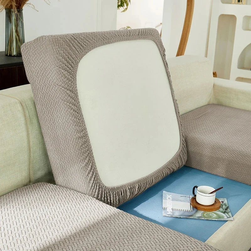 Jacquard Elastic Sofa Slipcover | Twill Pattern Furniture Protector for Living Room