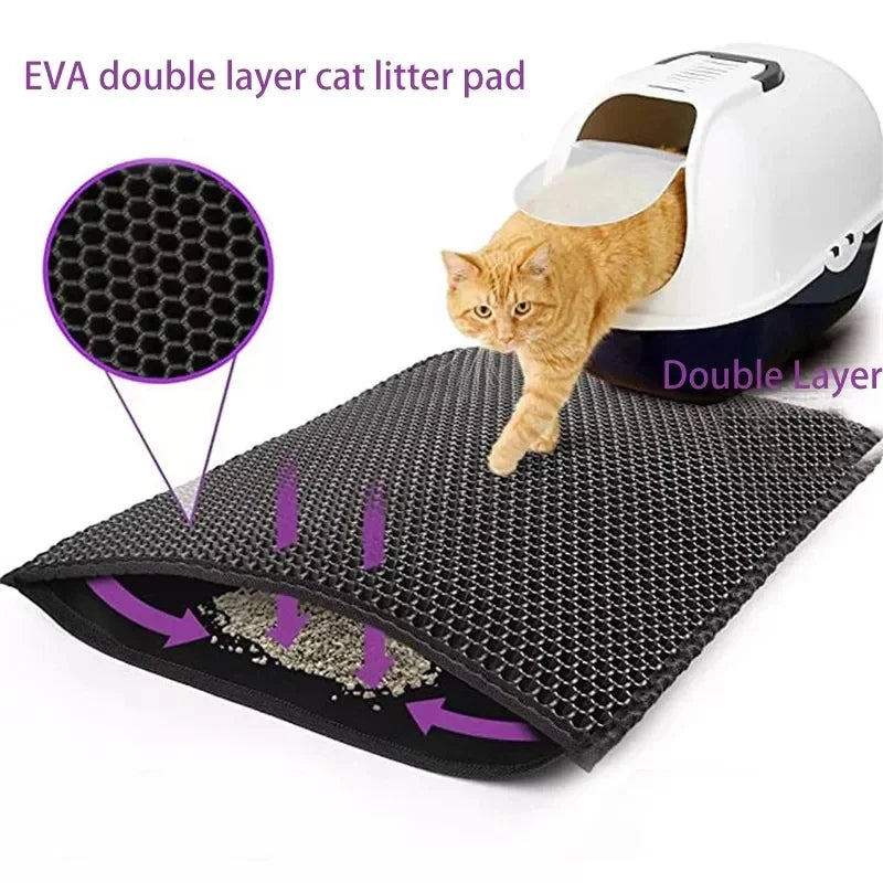Waterproof Double Layer Cat Litter Mat | Non-Slip Washable Sand Pad with Gift