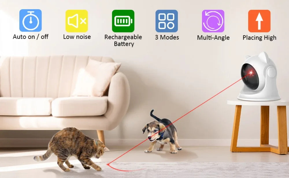 Automatic Cat Laser Toy | Motion Sensor Multi-Angle Rechargeable Interactive Toy