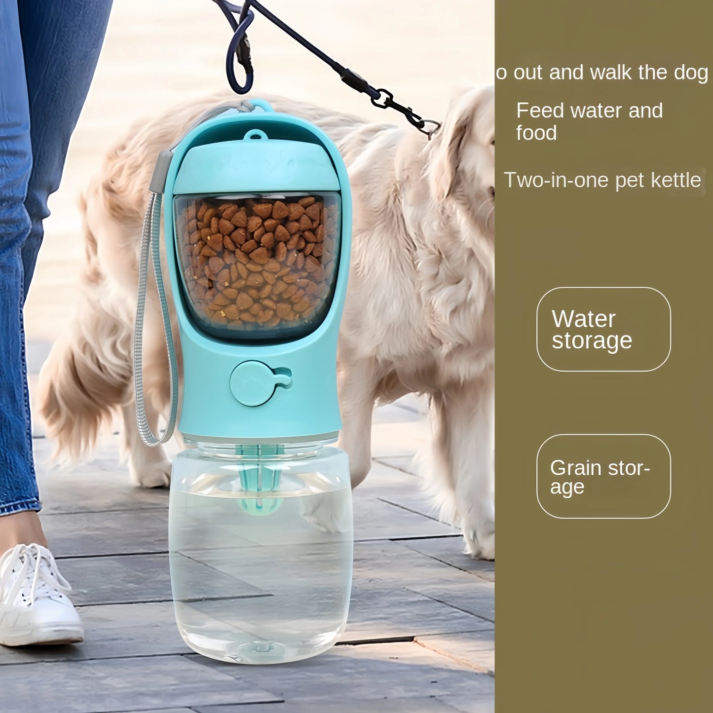 Portable Dog Water Bottle & Food Container | Travel Feeder Bowl for Pets