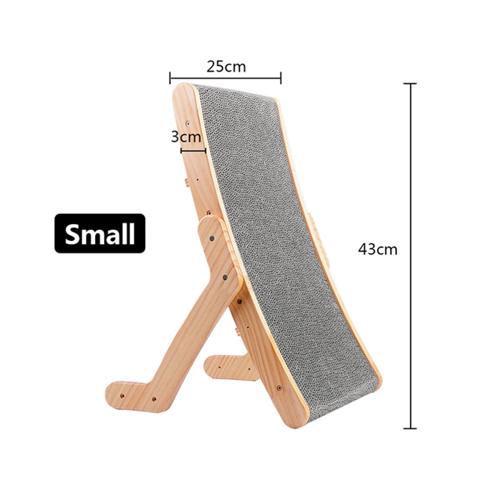 3-in-1 Wood Cat Scratch Board Bed | Vertical Nail Grinding Scraper Mat
