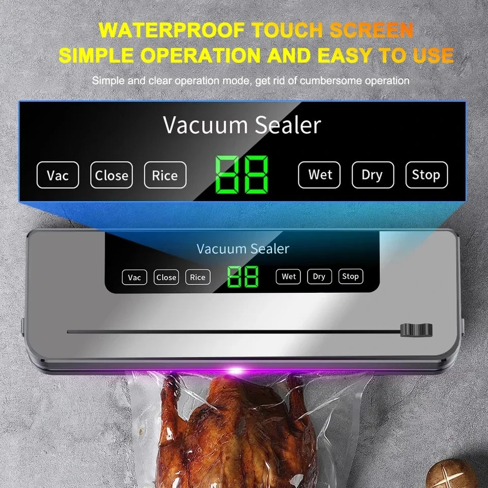 Food Vacuum Sealer Machine with UV & Built-in Cutter | Dry & Wet Kitchen Food Storage