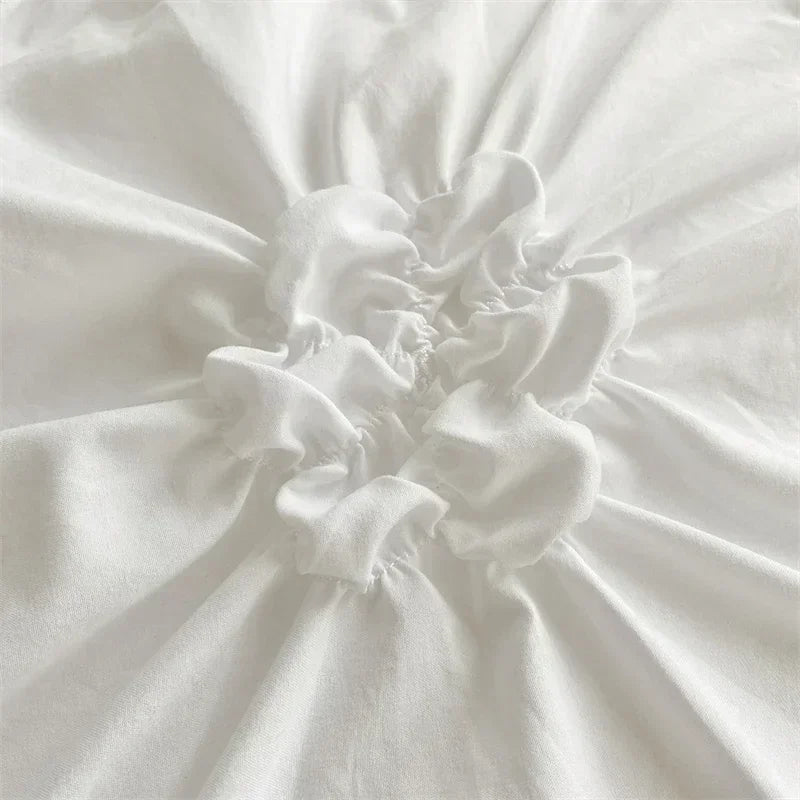 3D Twist Flower Pinch Pleated Bedding Set | Luxury Duvet Cover Queen & Double Size