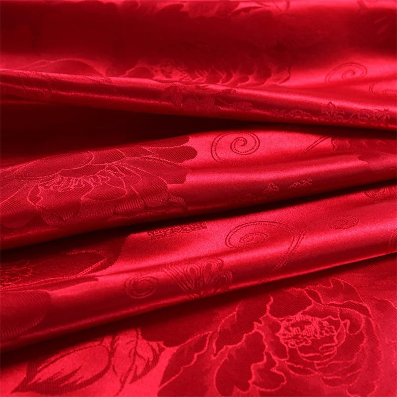 Luxury Satin Jacquard Duvet Cover Set | European Wedding Bedding King Queen Size