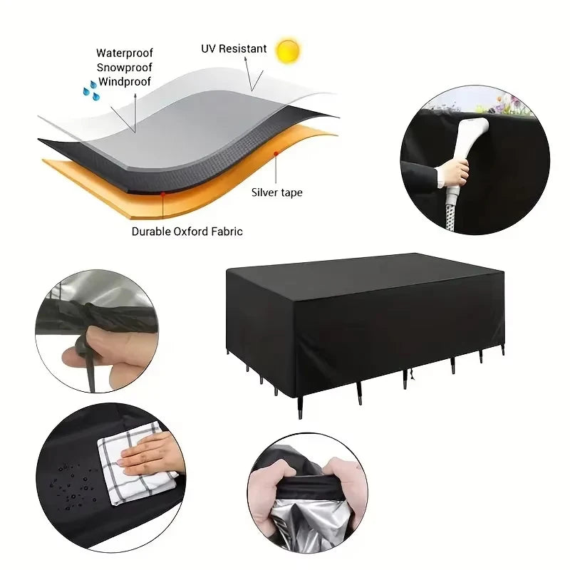 Waterproof Garden Table Furniture Cover | Windproof UV Oxford Cloth Protective Cover