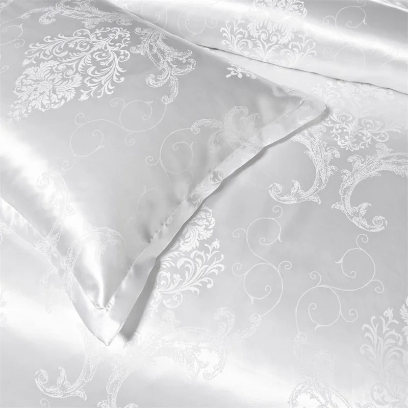 Luxury Satin Jacquard Duvet Cover Set | European Wedding Bedding King Queen Size