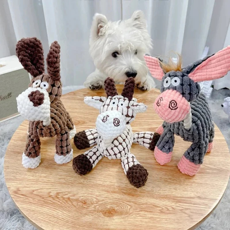 Plush Squeaky Donkey Dog Chew Toy | Interactive Teething Toy for Small Dogs