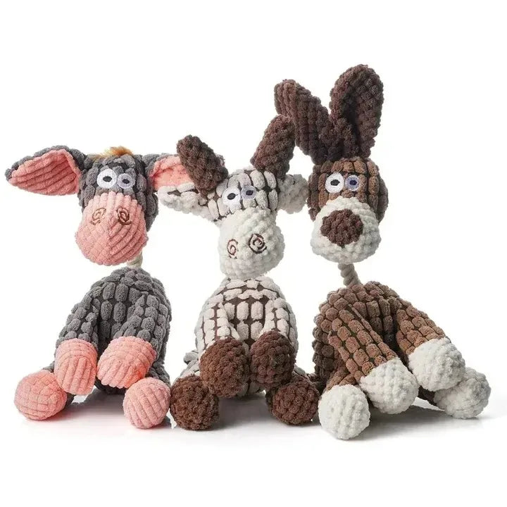 Plush Squeaky Donkey Dog Chew Toy | Interactive Teething Toy for Small Dogs