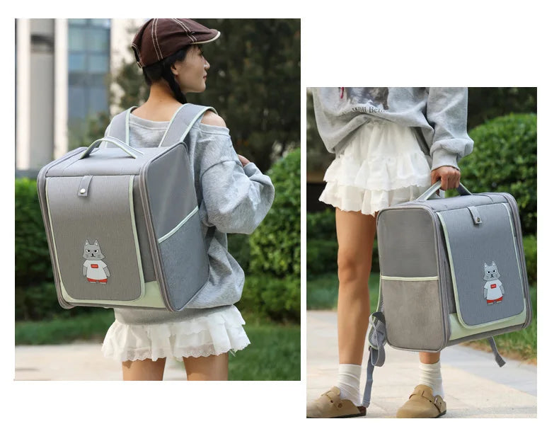 Fashionable Pet Backpack Carrier | Spacious & Breathable Bag for Cats & Dogs