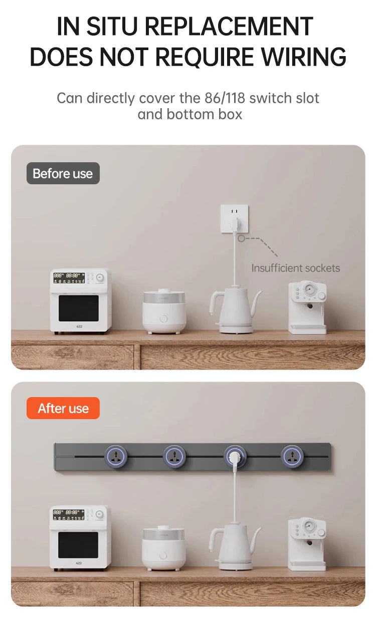 Universal Wall Power Track Socket | Removable USB Adapter Plug US EU UK FR