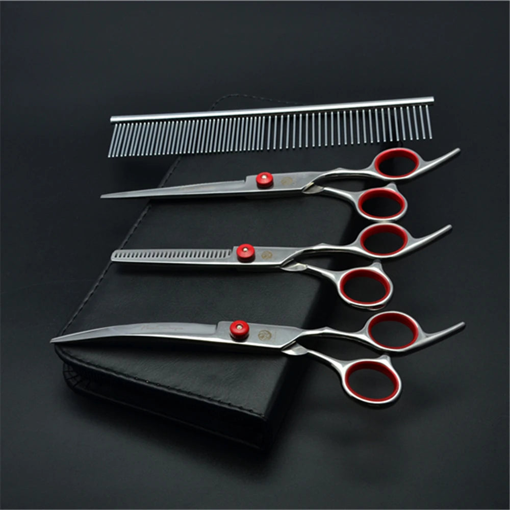 Stainless Steel Dog Grooming Scissors Set | Cutting, Thinning & Curved Shears