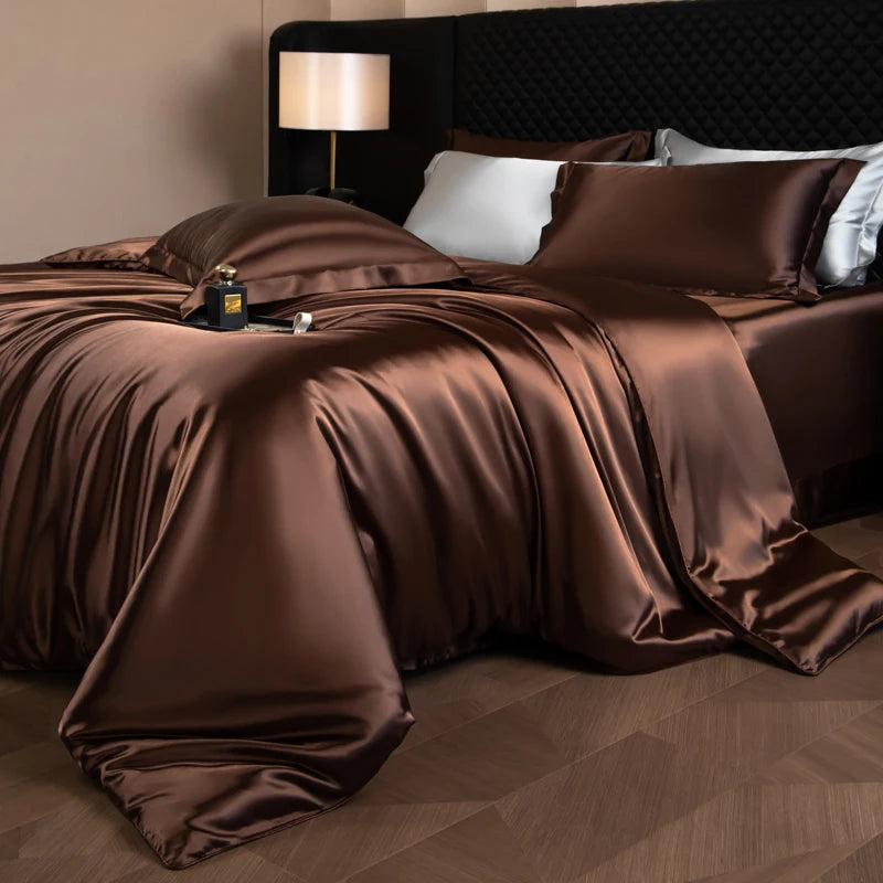 Silk Rayon Luxury Bedding Set | Duvet Cover, Fitted Sheet & Pillowcases King Queen Twin